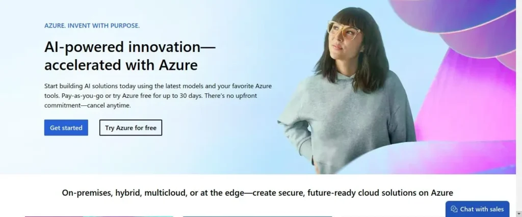 Azure home page