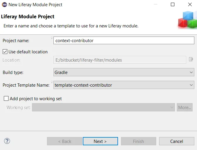 Generate Liferay module with Context Contributor