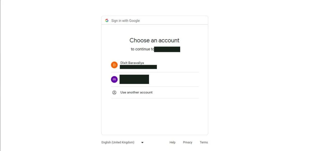 Select Google account to authenticate