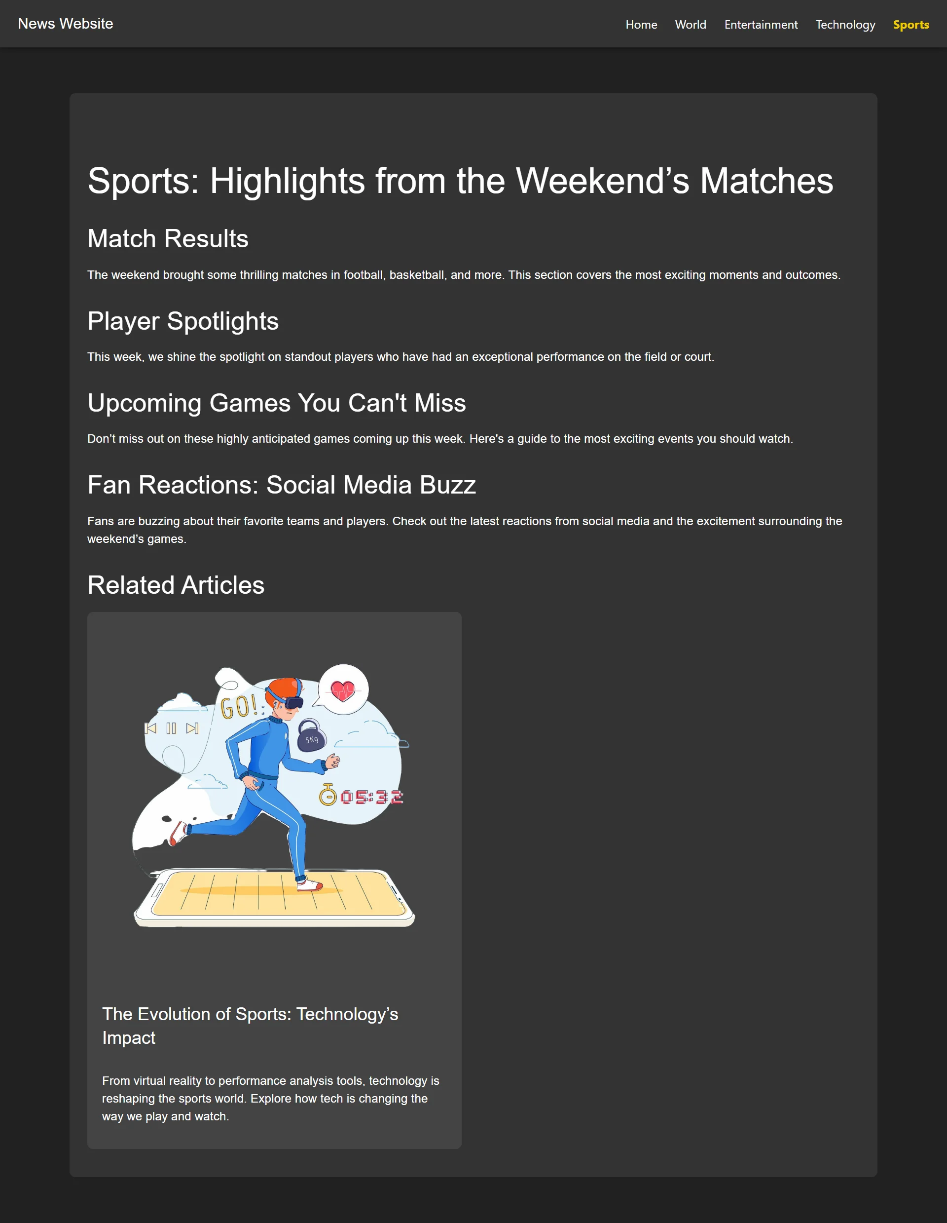 sportsPage | Implementing React Routing